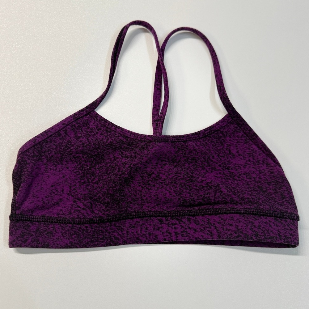 Lululemon Women Size 4 Athletica Purple Black Speckle Print Sports Bra Racerback